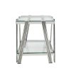 Modern Stainless Steel Coffee Table Set (Set of 3), Double-Layer Clear Tempered Glass Table Top