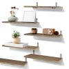 6 Sets Floating Shelves 15.55x5.19Inch Wall Mounted Shelves Wood Storage Shelves Metal Bracket Hanging Display Shelf Wall Organizer for Living Room Ba