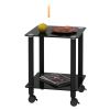 2-Piece Black Side Table , 2-Tier Space End Table ,Modern Night Stand, Sofa table, Side Table with Storage Shelve