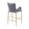 28.75inch Counter Height Bar Stools Set of 2, Bar Height Arm Chairs, Velvet Fabric Stools with Golden Legs and Footrests,Gray