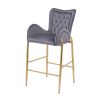 28.75inch Counter Height Bar Stools Set of 2, Bar Height Arm Chairs, Velvet Fabric Stools with Golden Legs and Footrests,Gray