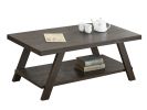 Athens Contemporary Wood Shelf Coffee Table in Weathered Espresso