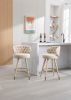 COOLMORE Counter Height Bar Stools Set of 2 for Kitchen Counter Solid Wood Legs with a fixed height of 360 degrees