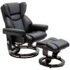 HOMCOM Massage Recliner Chair with Ottoman Footrest, 10 Vibration Points, 360¬∞ Swivel Reclining Chair