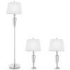 3 Piece Lamp with Set Modern Floor Lamp and 2 Table Lamps