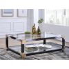 ACME Lafty Coffee Table in White Brushed & Clear Glass 81000