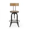 Adjustable Height Swivel Barstools WITH FIR WOOD (Set of 2)