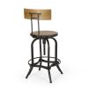 Adjustable Height Swivel Barstools WITH FIR WOOD (Set of 2)