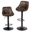 Set of 2 Adjustable Bar Stools with Backrest and Footrest