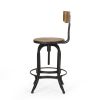 Adjustable Height Swivel Barstools WITH FIR WOOD (Set of 2)