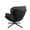 360¬∞ Swivel Accent Chair, Modern Chenille Lounge Chair with Faux Leather and Black Metal Base Frame, Comfortable Reading Chair for Small Spaces