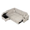 84.75" Sleeper Sofa Bed,2 in 1 Pull Out sofa bed L Shape Couch with Storage Ottoman for Living Room,Bedroom Couch and Small Apartment, Beige