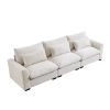 3 Seater Deep Seat Couches for Living Room, Wide and Deep Seat Comfy Living Roo Sofas with 3 Waist Pillows, Beige Corduroy