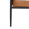 Mid-Century Modern Accent Chair with Brown Faux Leather Upholstery, Padded High Backrest, Metal Frame and Wood Armrests, Perfect for Living Room