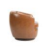 Upholstered Swivel Barrel Armchair with Storage Modern Living Room Side Chair for Bedroom/Office/Reading Spaces - PU Light Brown