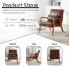 COOLMORE Modern Accent Chair, Solid Wood Padding Lounge Armchairs With One pillow for Living Room, Bedroom, Guest Room (Brown PU)