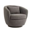 Upholstered Swivel Barrel Armchair with Storage Modern Living Room Side Chair for Bedroom/Office/Reading Spaces - Teddy Fabric Grey