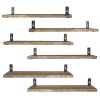 6 Sets Floating Shelves 15.55x5.19Inch Wall Mounted Shelves Wood Storage Shelves Metal Bracket Hanging Display Shelf Wall Organizer for Living Room Ba