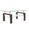 Rectangle Walnut Glass Coffee Table;  Clear Coffee Table;  Modern Side Center Tables for Living Room;   Living Room Furniture