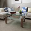 Rectangle Walnut Glass Coffee Table;  Clear Coffee Table;  Modern Side Center Tables for Living Room;   Living Room Furniture