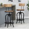 Adjustable Height Swivel Barstools WITH FIR WOOD (Set of 2)