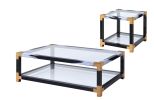 ACME Lafty Coffee Table in White Brushed & Clear Glass 81000