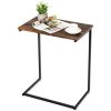 C-shaped Industrial End Table with Metal Frame