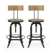 Adjustable Height Swivel Barstools WITH FIR WOOD (Set of 2)