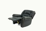 Modern 1pc Manual Motion Recliner Chair Glider Black Color Bonded Leather Armrest Cushion Seating Nailhead Living Room Furniture