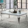 Glam Contemporary 1pc Coffee Table White Glass Top Silver Color Table Living Room Stainless Steel Cabriole-Style Legs