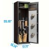 Large Gun Safe Cabinet With 3 Pistol Pouches, Heavy Duty Biometric Fingerprint Lock, Rifle Gun Safe With Adjustable Stand