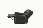 Modern 1pc Manual Motion Recliner Chair Glider Black Color Bonded Leather Armrest Cushion Seating Nailhead Living Room Furniture