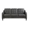 Gray Polished Microfiber Upholstered 1pc Sofa Button Tufted Contoured Arms Solid Wood Frame Couch Casual Living Room Furniture