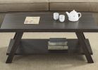 Athens Contemporary Wood Shelf Coffee Table in Weathered Espresso