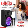 5 CORE 10 Inch TWS PAIR Bluetooth Party Speakers 400 Watt Portable Karaoke PA System Rechargeable Loud Speaker + Tripod Stand 2x Wireless Mics LED Lig