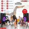 5 CORE 10 Inch TWS PAIR Bluetooth Party Speakers 400 Watt Portable Karaoke PA System Rechargeable Loud Speaker + Tripod Stand 2x Wireless Mics LED Lig