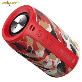 Bluetooth Speaker Bass Wireless Portable HIFI Stereo Waterproof Sound Box Outdoor Stereo Loudspeaker Music Centre (Color: S32-Red camouflage, Ships From: China)