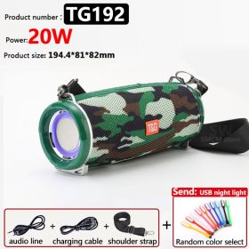 50W High Power TG187 Bluetooth Speaker Waterproof Portable Column For PC Computer Speakers Subwoofer Boom Box Music Center FM TF (Color: 20W TG192 Camouflage)