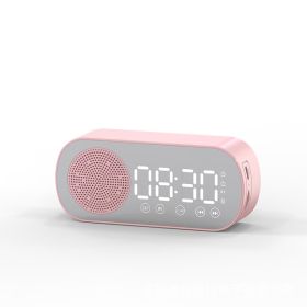 New Wireless Bluetooth Speaker Clock Dual Alarm Support TF Card FM Radio Soundbar HIFI Music Box Soundbar (Color: Pink)