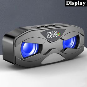 M8 Cool Robot Design Bluetooth Speaker LED Rhythm Flash Wireless Loudspeaker FM Radio Alarm Clock TF Card Support Subwoofer (Color: black-display)