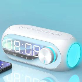 S8 Wireless Bluetooth Speaker HD Led Display Multifunction Stereo Bass Speakers Alarm Clock FM Radio TF Card Aux Music Playback. (Color: White)