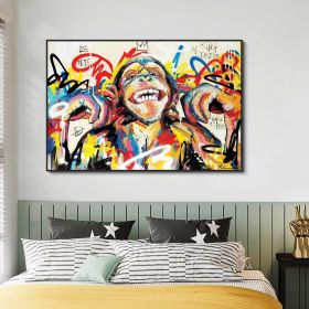 Hand Painted Oil Painting Abstract Portrait Wall Art Hand painted-Laughing Monkey Oil Paintings On Canvas-Hand Made Wall Graffiti-For Home Decoration (Style: 01, size: 90X120cm)