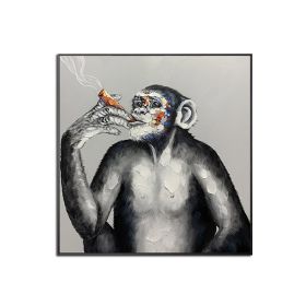 Large Hand painted Colorful Monkey Oil Paintings Handsome Animal Pictures wall art Gorilla Canvas Painting caudros picture for living room No Frame (size: 80x80cm)