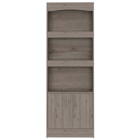 Durango Bookcase; Three Shelves; Double Door Cabinet (Color: Light Gray)