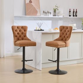 A&A Furniture,Aged and Retro PU Swivel Barstools Adjusatble Seat Height from 26-33 Inch (Color: as Pic)