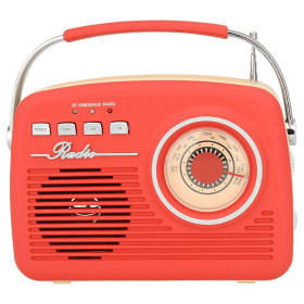 Supersonic Multi-Function Bluetooth Retro Speaker with Rechargeable Battery (Color: Red)