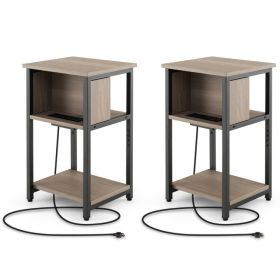 3-Tier End Table with USB Ports & Power Outlets (Pieces: 2 Pieces)