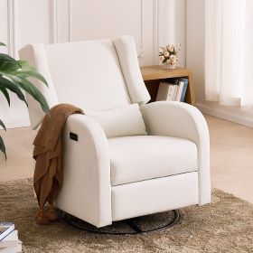 VEVOR Electronic Power Recliner and Swivel Glider, 250 lbs Weight Capacity Swivel Glider Recliner Chair with USB Port (Color: Beige)