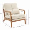 Oak Armrest Oak Upholstered Single Lounge Chair Indoor Lounge Chair Off-White