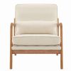 Oak Armrest Oak Upholstered Single Lounge Chair Indoor Lounge Chair Off-White